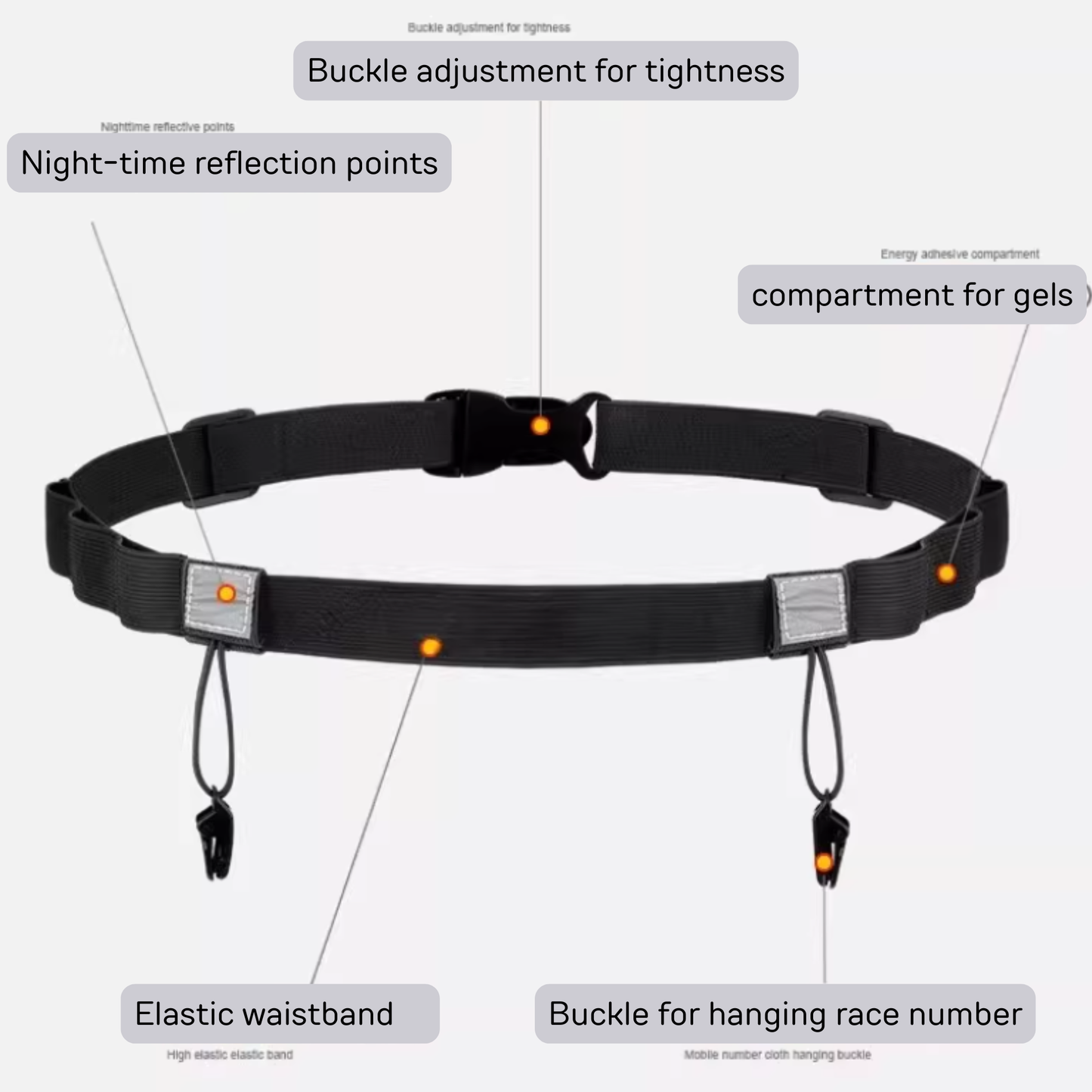 Marathon Race Bib Running Belt - Elastic Reflective Waist Belt for Trail Running and Triathlon