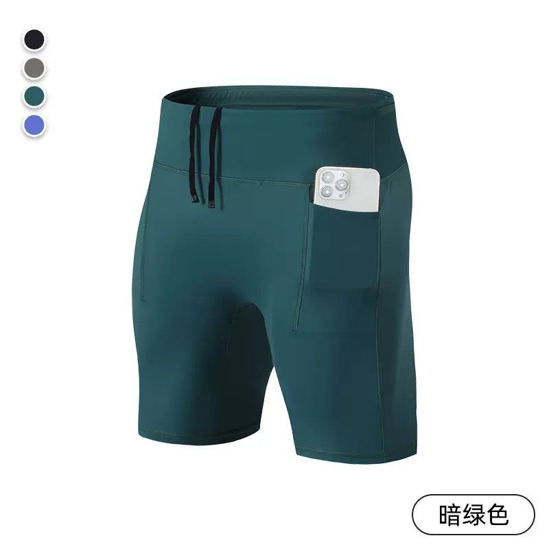 Men’s Multi-Pocket Running Half Tights – Black