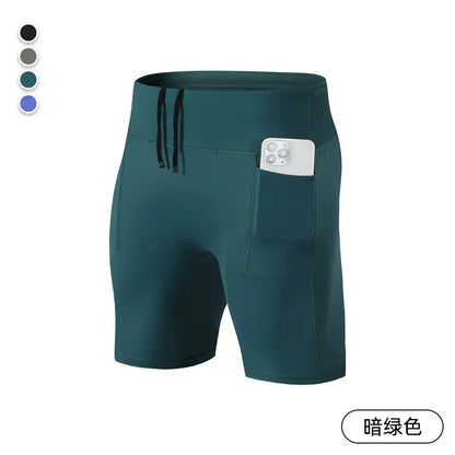 Men’s Multi-Pocket Running Half Tights – Black