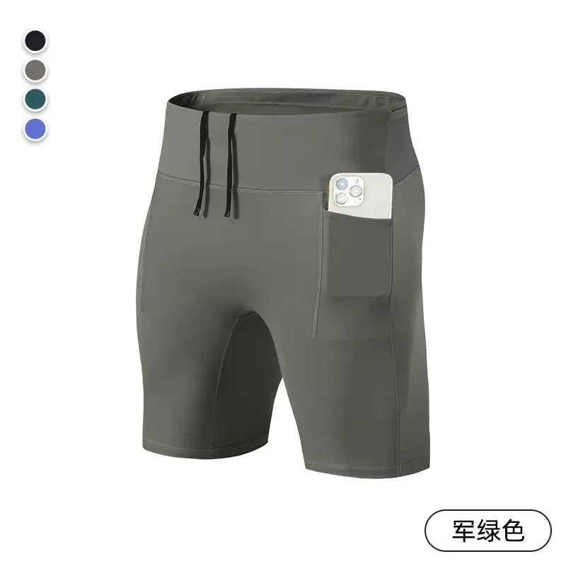 Men’s Multi-Pocket Running Half Tights – Black
