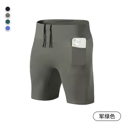 Men’s Multi-Pocket Running Half Tights – Black