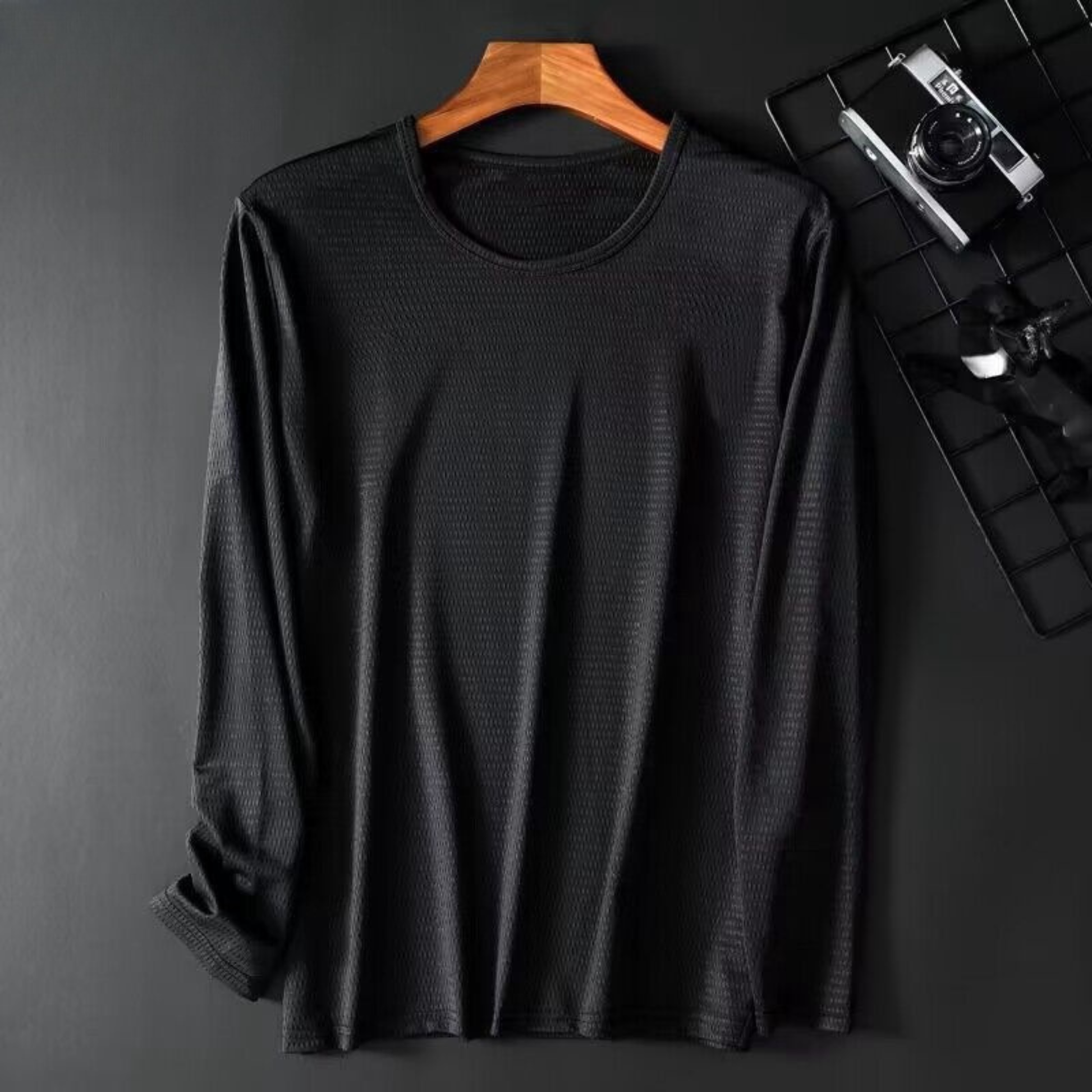 Men's Breathable Long-Sleeve T-Shirt - Light Grey