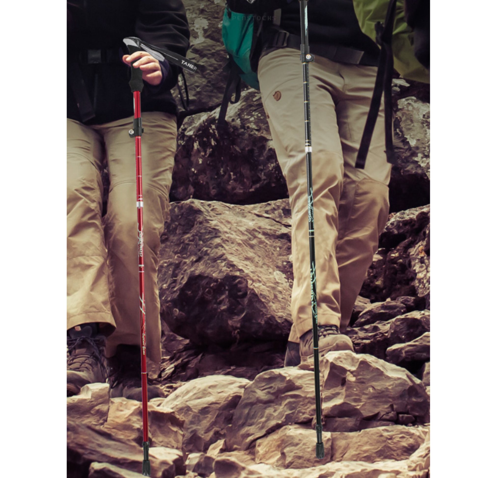 Trekking pole aluminum alloy body close-up