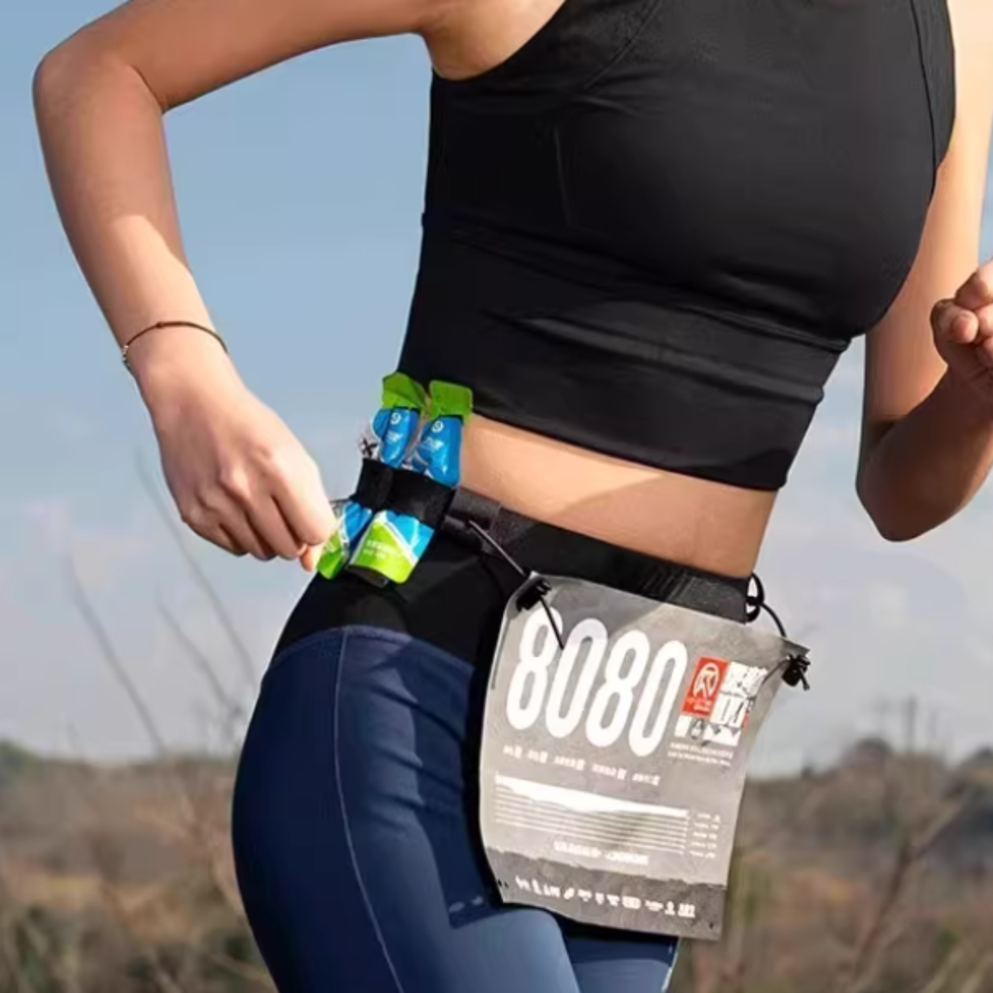 Marathon Race Bib Running Belt - Elastic Reflective Waist Belt for Trail Running and Triathlon