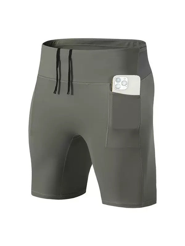 Men’s Multi-Pocket Running Half Tights – Black