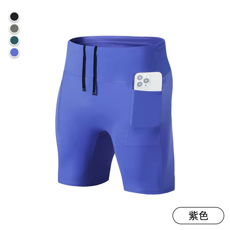 Men’s Multi-Pocket Running Half Tights – Black
