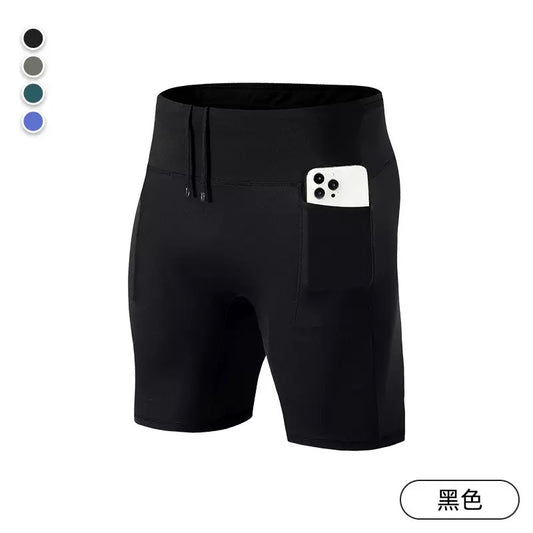 Men’s Multi-Pocket Running Half Tights – Black