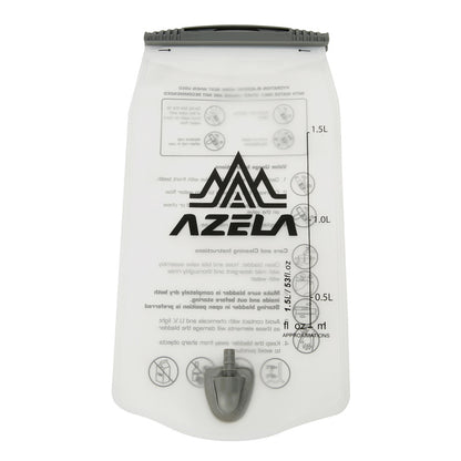 Azela 1.5L hydration bladder front view with drinking tube