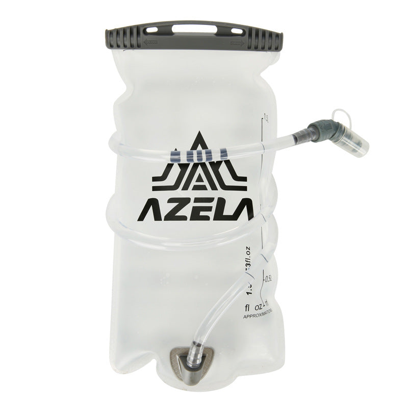 Azela 1.5L hydration bladder back view with instructions